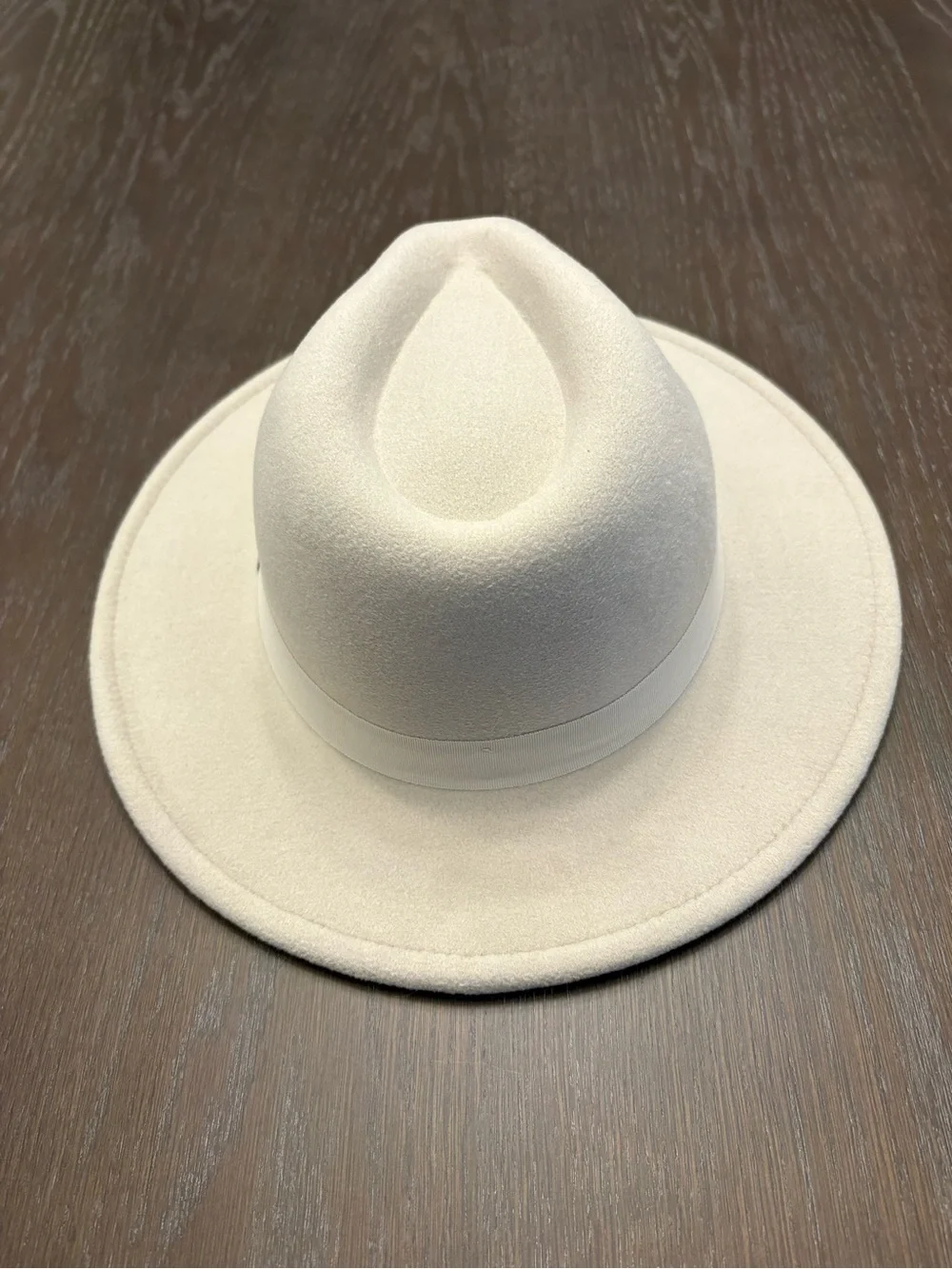 H&M Women’s Light Cream Felt Fedora with Ribbon Band